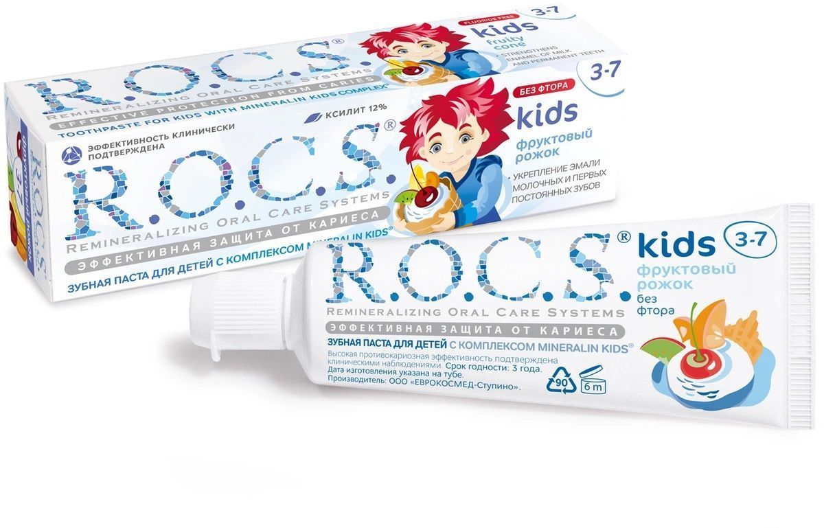 R.O.C.S. kids Зубная паста Фруктовый рожок со вкусом мороженого, 45 г в  Бийске — купить недорого по низкой цене в интернет аптеке AltaiMag