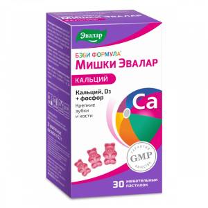 Бэби формула Мишки Кальций жевательные пастилки Эвалар 30шт