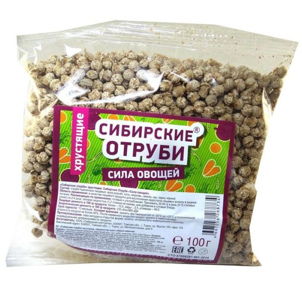 Отруби пшеничные Сибирские сила хрустящие овощные 100гр фотография