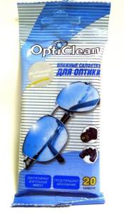 Салфетки влажные «OptiClean» для оптики, 20 шт
