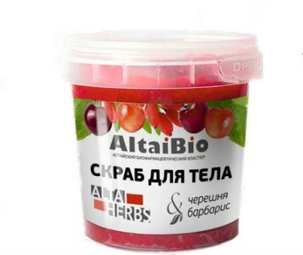 AltaiBio скраб для тела черешня и барбарис 230г фотография