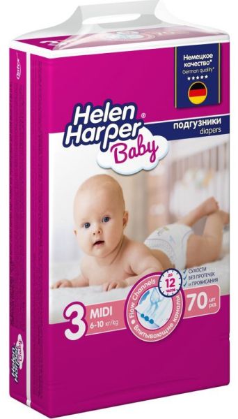 Подгузники детские Helеn Harper Baby Midi 4-9 кг, 70 шт фотография